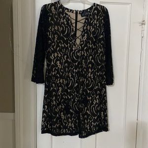 Black and tan lace dress